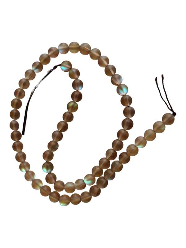 Frosted Brown Aura, Glass bead string, Round, 6.5mm
