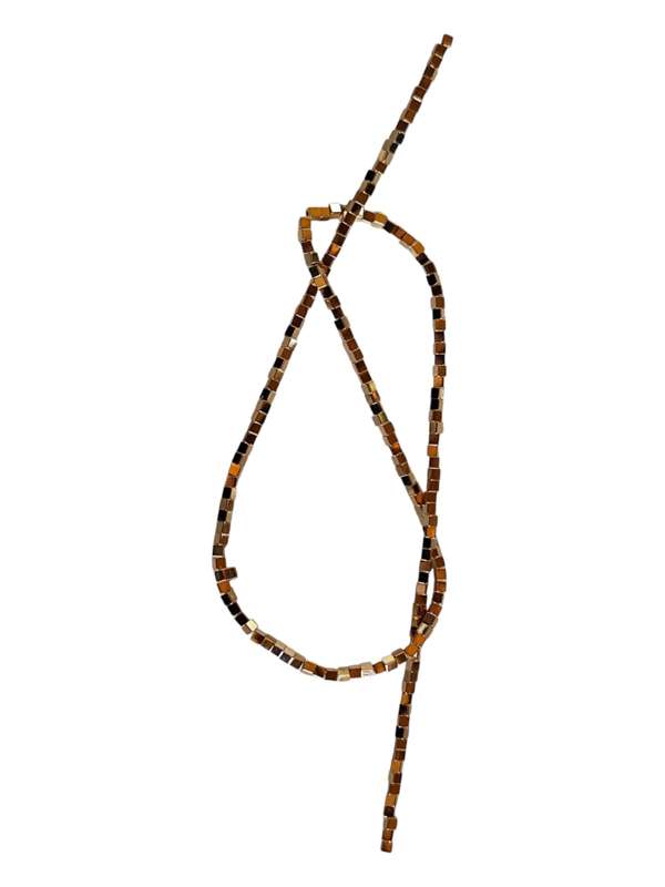 Hematite bead string, squares, Gold, 2mm, 40cm