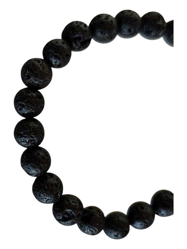 Black Lava bead string, 8mm, round, 40cm