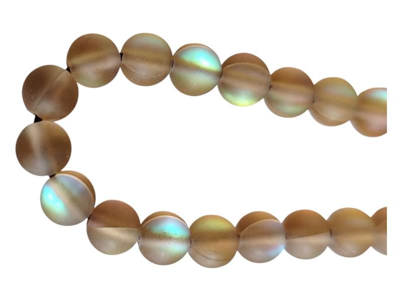 Frosted Brown Aura, Glass bead string, Round, 6.5mm