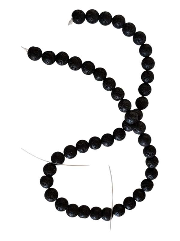 Black Lava bead string, 8mm, round, 40cm
