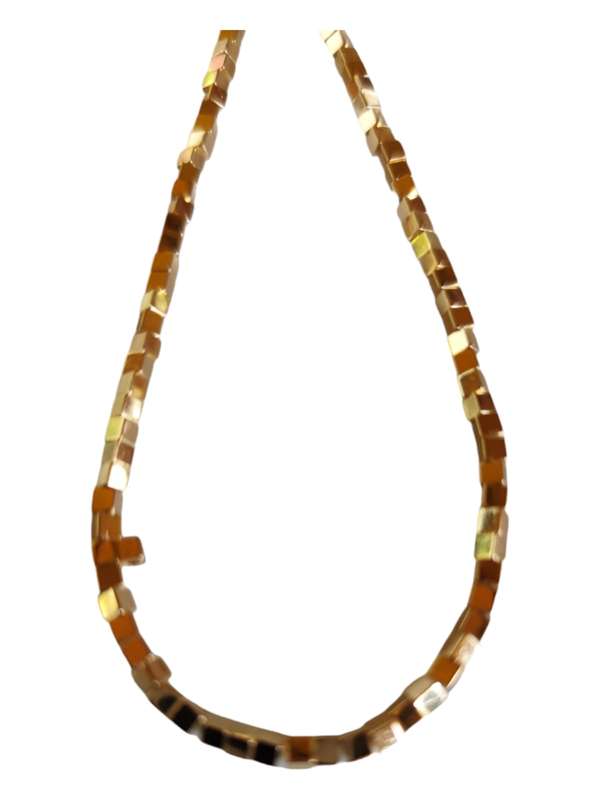 Hematite bead string, squares, Gold, 2mm, 40cm