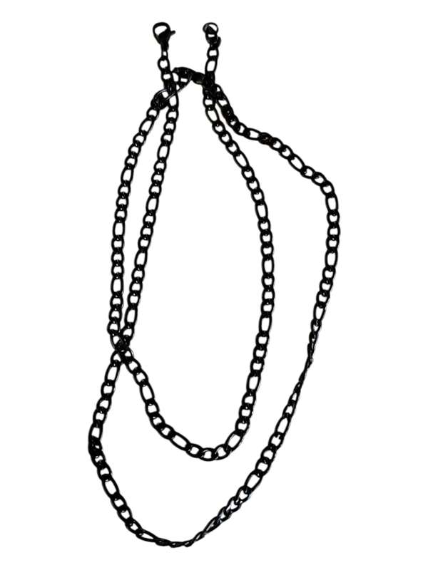 Black Stainless steel Figaro chain w clasp, 4mm, 60cm,