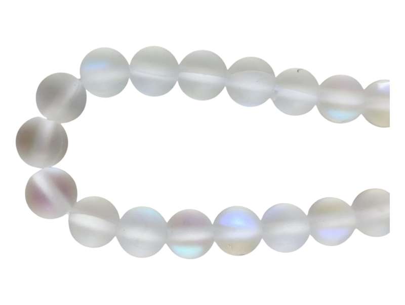 Frosted White Aura, Glass bead string, Round, 6.5mm