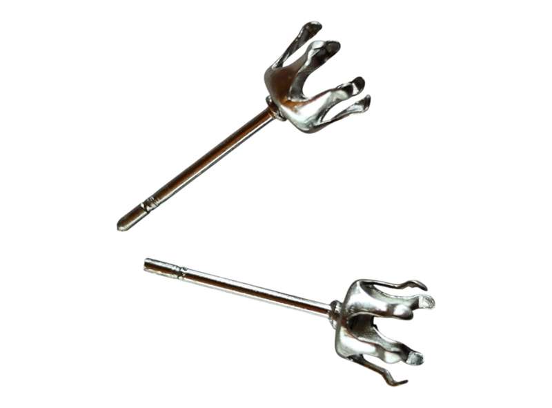 Pair of stud post, Stainless steel, silver coloured, 4mm post
