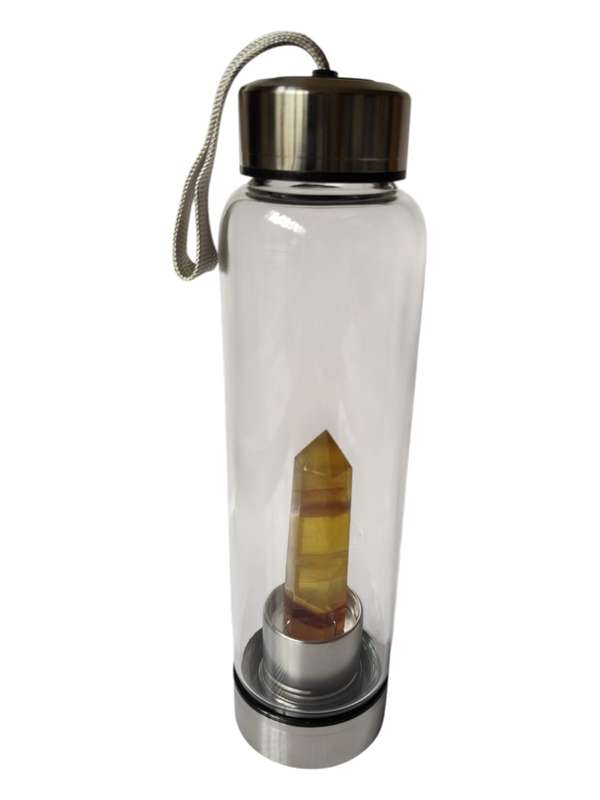 Yellow Fluorite point glass bottle