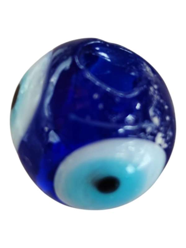 Evil eye with light blue iris around pupil glass bead, blue, 10mm