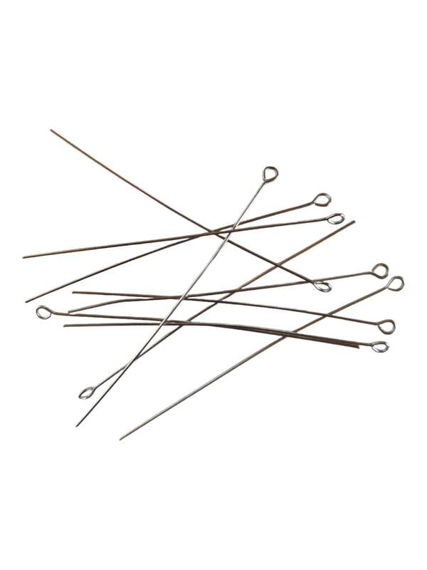 20x Silver coloured eye pins, 0.6 x70mm, Stainless steel
