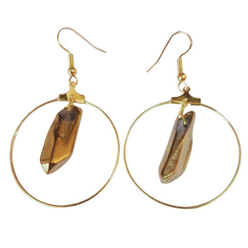 Gold crystal hoop earrings, 55mm incl. hook