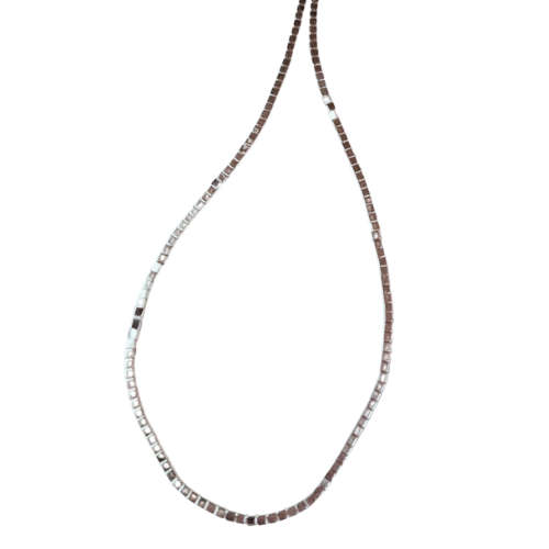Hematite bead string, squares, Silver, 2mm, 40cm