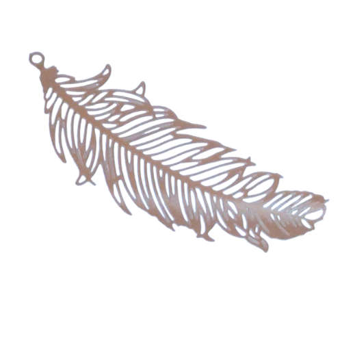 Feather pendant, Silver, stainless steel, 40mm