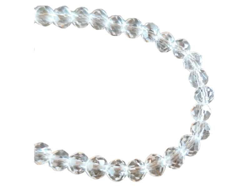 Glass bead string, faceted, rondelle, 4 x 3mm, clear, 40cm