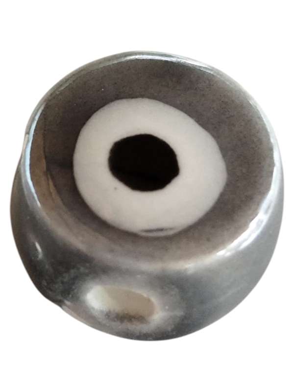 Grey Ceramic Evil Eye bead, 10mm