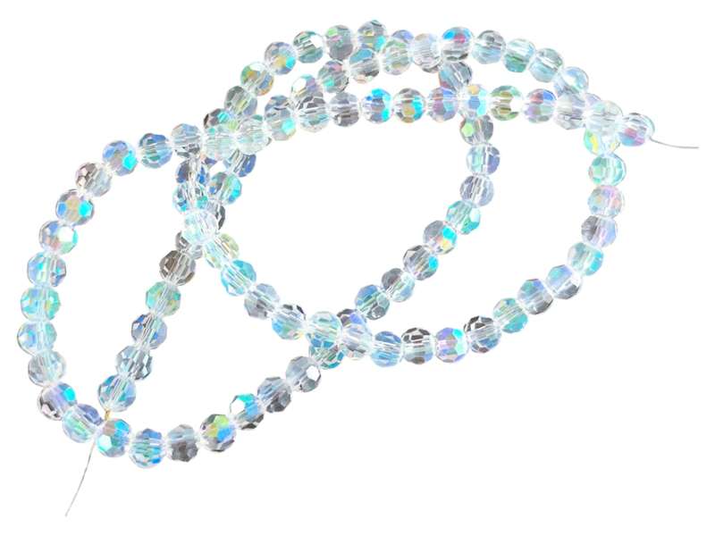 Glass bead string, faceted, rondelle, 6x5mm, clear AB, 51.5cm