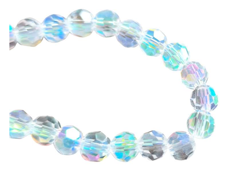 Glass bead string, faceted, rondelle, 6x5mm, clear AB, 51.5cm