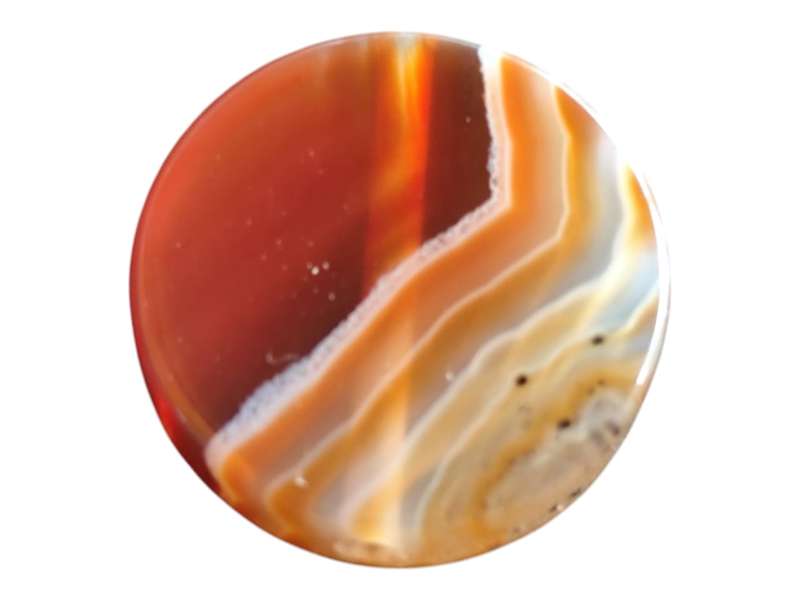 Carnelian flat bead, 1.4cm diameter