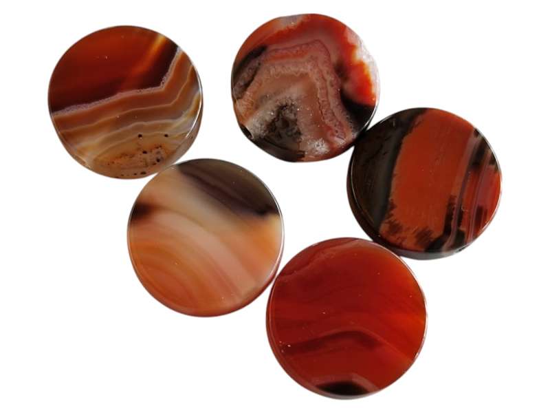 Carnelian flat bead, 1.4cm diameter