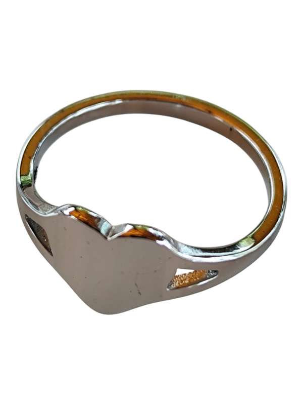 Stainless steel heart signet ring, plain