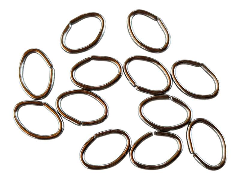 12 x Oval Jumprings in stainless steel, 10 x 6mm, 1mm thick