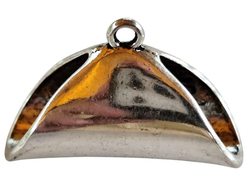 Triangular Tube bail w ring, Base metal, 34 x20mm, 19x11mm hole