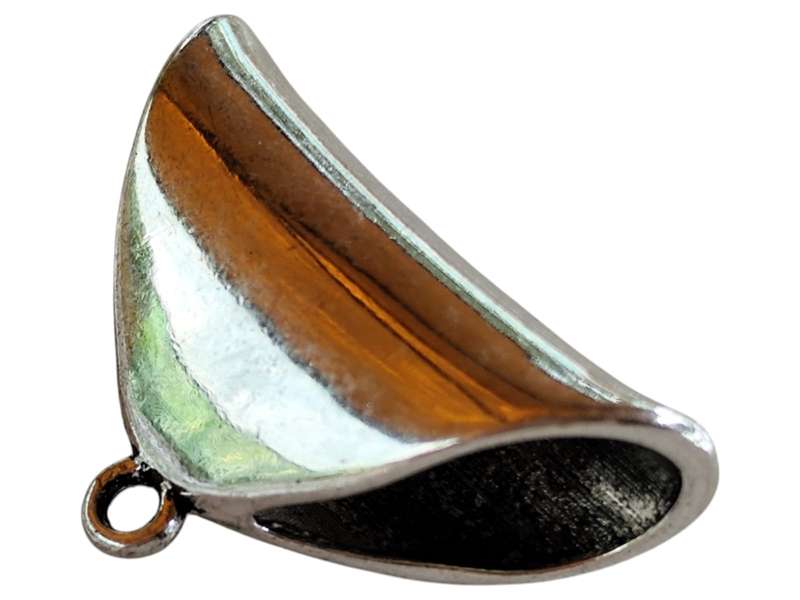 Triangular Tube bail w ring, Base metal, 34 x20mm, 19x11mm hole