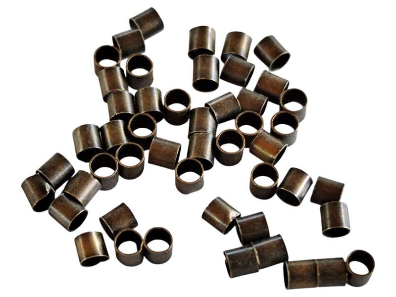 50 x Bronze colour Tube shaped crimps, Base metal, 2.5 x 2.5mm, 2mm diameter hole