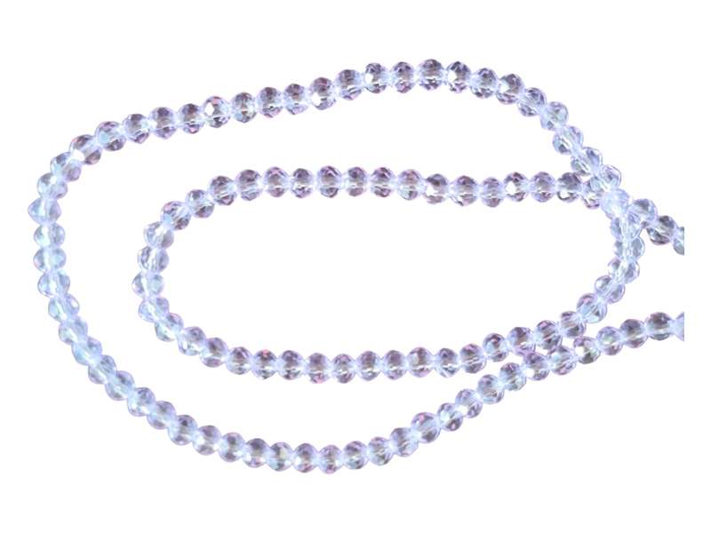 Glass bead string, faceted, rondelle, 4x3mm, Lilac, 42.5cm