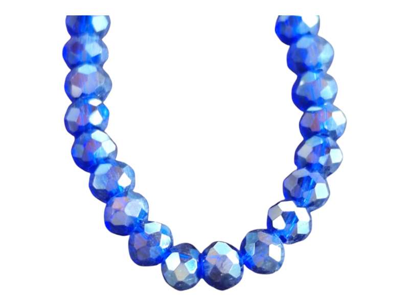 Glass bead string, faceted, rondelle, 3x4mm, Indigo, 40.5cm