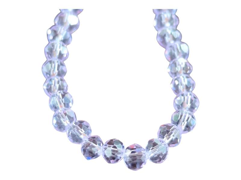 Glass bead string, faceted, rondelle, 4x3mm, Lilac, 42.5cm