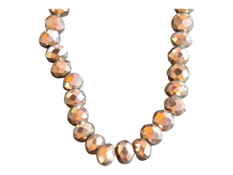 Glass bead string, faceted, rondelle, 4x3mm, Metallic chocolate brown, 42cm
