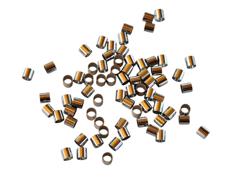 100 x Silver colour Tube shaped crimps, Base metal, 2.5x 2.5mm, 2mm diameter hole