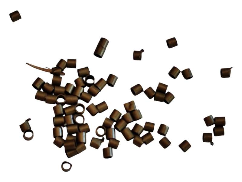 100 x Bronze colour Tube shaped crimps, Base metal, 2 x 1.9mm, 1.5mm diameter hole
