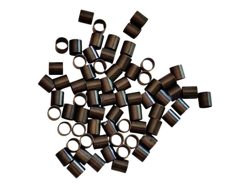 100 x Bronze colour Tube shaped crimps, Base metal, 2.8 x 3.1mm, 2mm diameter hole