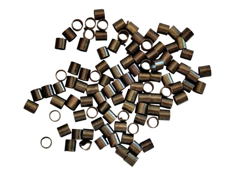 100 x Bronze colour Tube shaped crimps, Base metal, 2.6 x 2.7mm, 2mm diameter hole