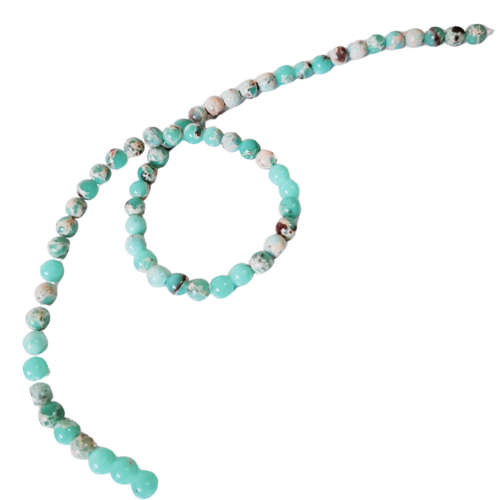 Imperial Jasper, teal bead string, round, 6.5mm, 38cm