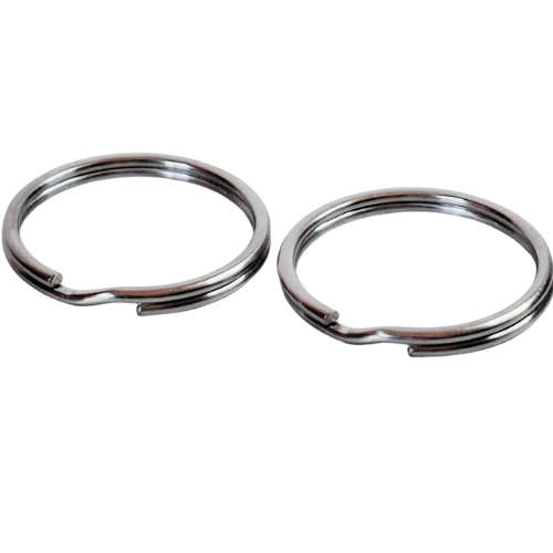 2 x Stainless steel keyrings, 25mm diameter, silver color
