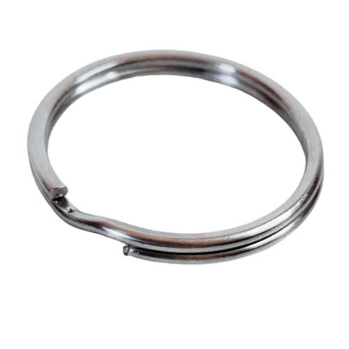 2 x Stainless steel keyrings, 25mm diameter, silver color