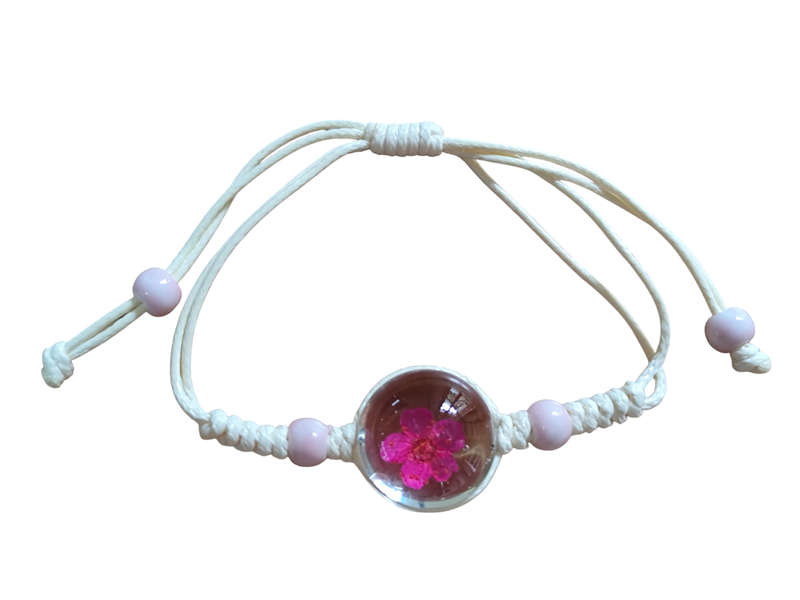 Peach blossom dome bracelet, pink, adjustable