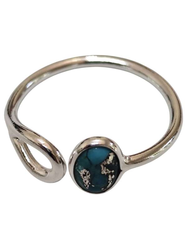 Turquoise ring in 925 silver, Oval, size 8