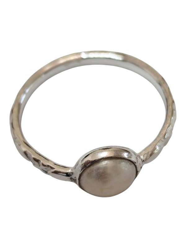 Freshwater pearl ring in 925 silver, Round, size 5
