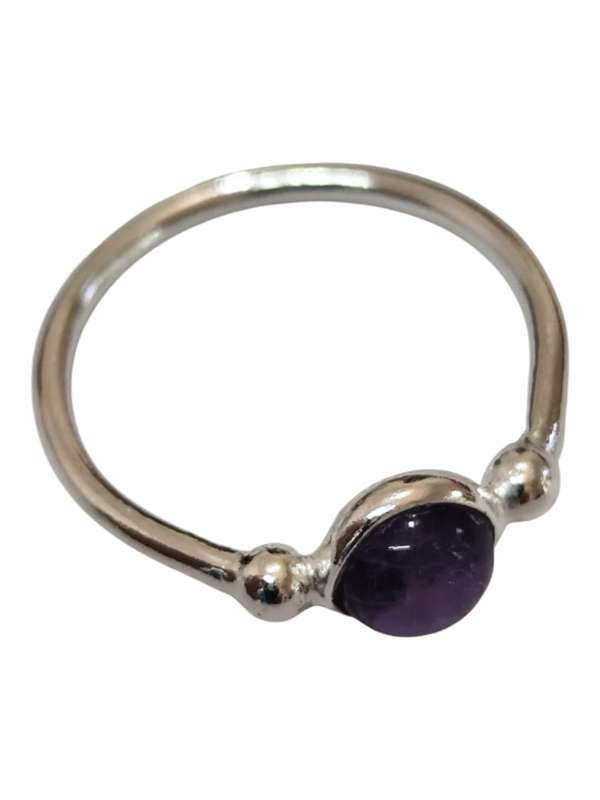 Amethyst ring in 925 silver, Round, size 7
