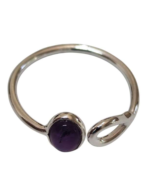 Amethyst ring in 925 silver, Oval, size 10