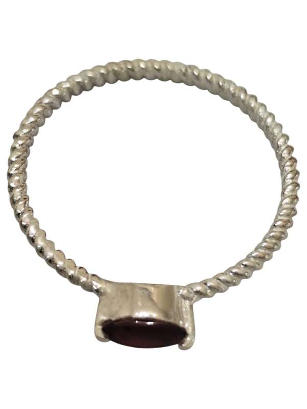 Garnet ring in 925 silver, Marquise, Size 8