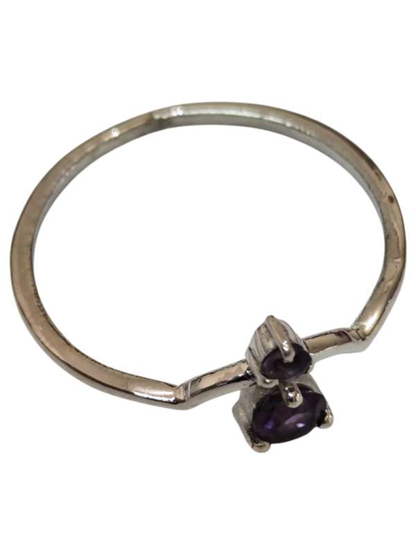 Amethyst ring in 925 silver, Round, size 9