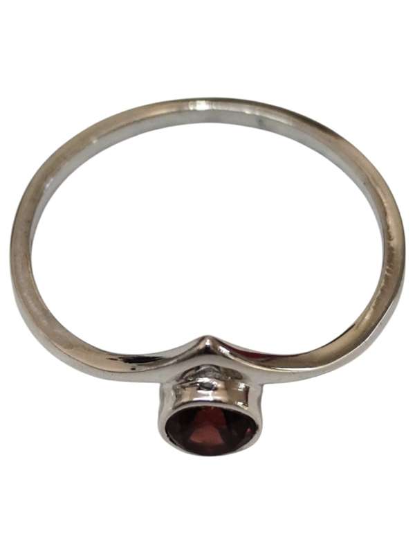 Garnet ring in 925 silver, Round, size 7