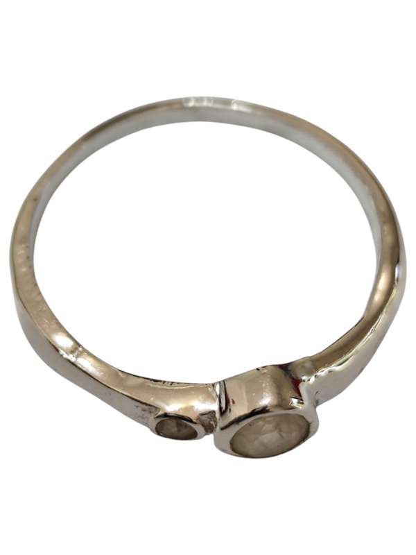 Moonstone ring in 925 silver, Round, size 9