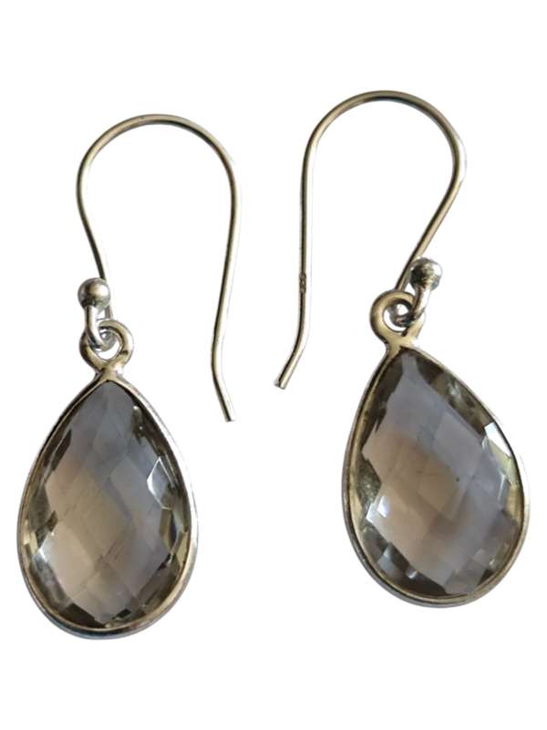 Green amethyst facet dangle earrings, 925 Silver, 2.9cm