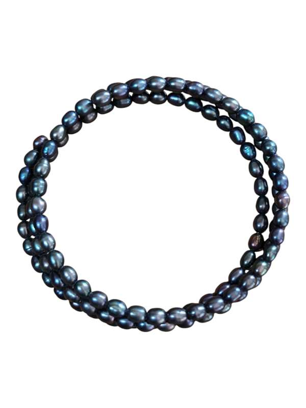 Peacock rice freshwater pearl slinky bracelet, 3.5 x 490mm