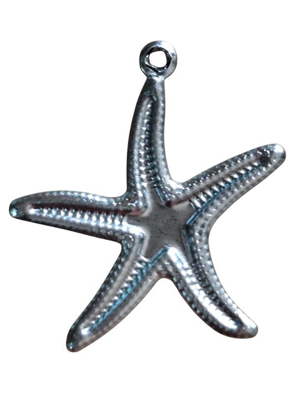 2x Starfish charm in stainless steel, 22mm