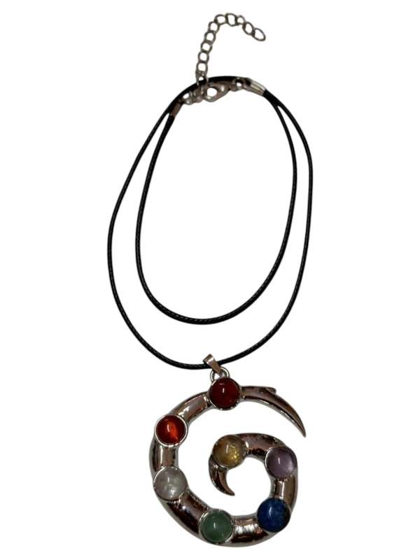 Chakra spiral necklace, Base metal, 51cm includes extension chain